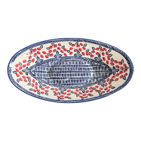 A picture of a Polish Pottery Large Oblong Serving Bowl (Fresh Strawberries) | M168U-AS70 as shown at PolishPotteryOutlet.com/products/large-oblong-serving-bowl-fresh-strawberries-m168u-as70