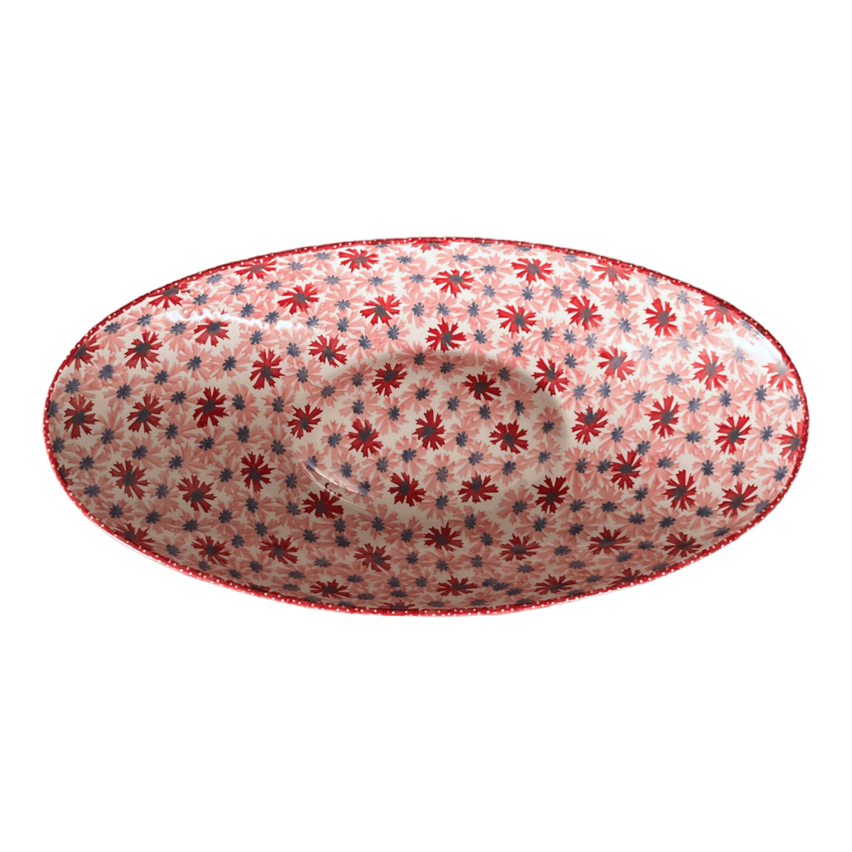 Bowl, Oblong, Serving, Large, 15.75" x 8.25" in "Scarlet Daisy" by Manufaktura | M168U-AS73