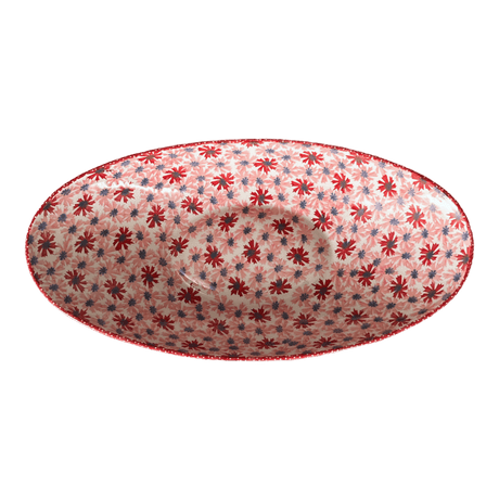 Bowl, Oblong, Serving, Large, 15.75" x 8.25" in "Scarlet Daisy" by Manufaktura | M168U-AS73