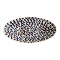 A picture of a Polish Pottery Large Oblong Serving Bowl (Fall Confetti) | M168U-BM01 as shown at PolishPotteryOutlet.com/products/large-oblong-serving-bowl-fall-confetti-m168u-bm01