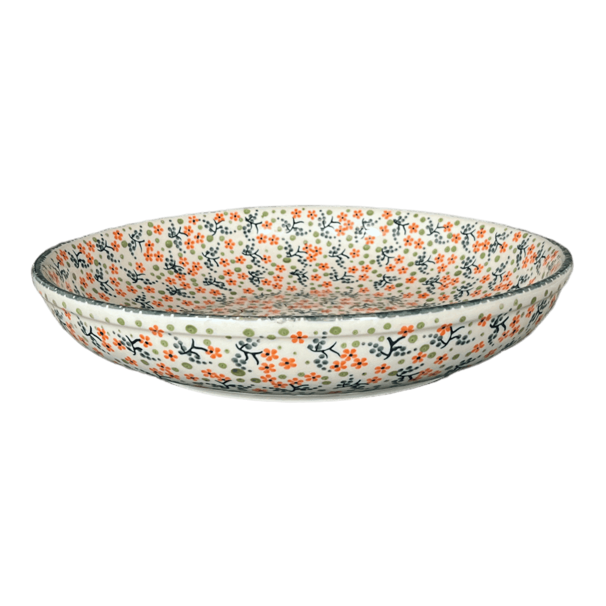 Bowl, Round, Shallow, Salad, 11.75" in "Peach Blossoms" by Manufaktura | M173S-AS46