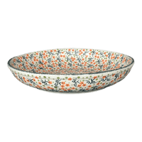 A picture of a Polish Pottery 11.75" Shallow Salad Bowl (Peach Blossoms) | M173S-AS46 as shown at PolishPotteryOutlet.com/products/11-75-shallow-salad-bowl-peach-blossoms-m173s-as46