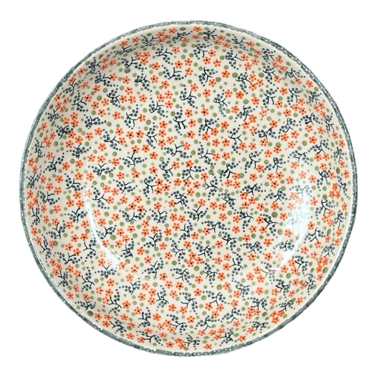 Bowl, Round, Shallow, Salad, 11.75" in "Peach Blossoms" by Manufaktura | M173S-AS46