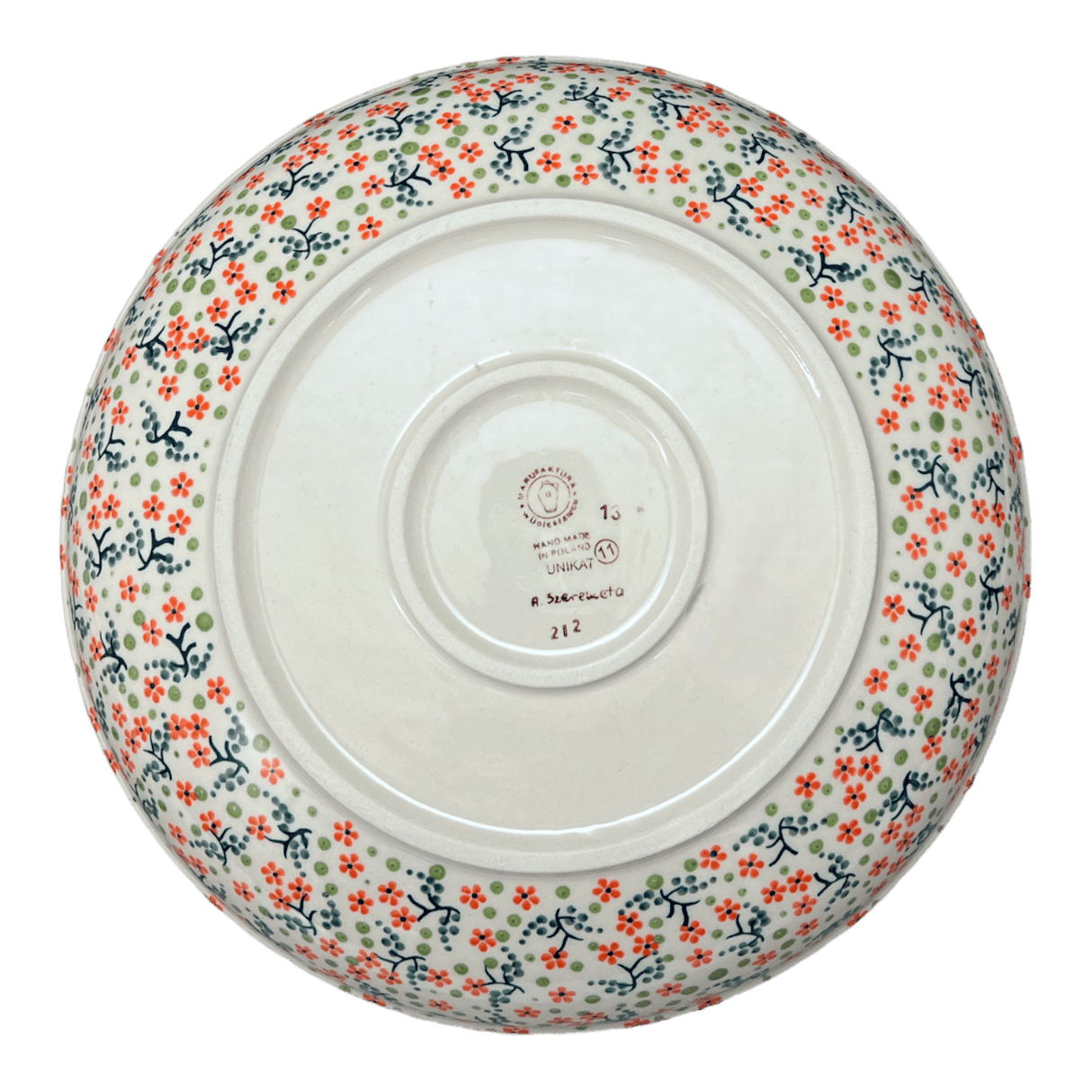 Bowl, Round, Shallow, Salad, 11.75" in "Peach Blossoms" by Manufaktura | M173S-AS46