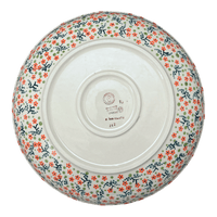 A picture of a Polish Pottery 11.75" Shallow Salad Bowl (Peach Blossoms) | M173S-AS46 as shown at PolishPotteryOutlet.com/products/11-75-shallow-salad-bowl-peach-blossoms-m173s-as46