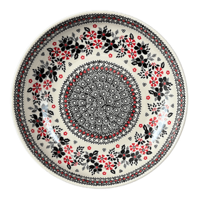 Polish Pottery 11.75" Shallow Salad Bowl (Duet in Black & Red) | M173S-DPCC Additional Image at PolishPotteryOutlet.com