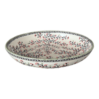 A picture of a Polish Pottery 11.75" Shallow Salad Bowl (Cherry Blossom) | M173S-DPGJ as shown at PolishPotteryOutlet.com/products/11-75-shallow-salad-bowl-cherry-blossom-m173s-dpgj
