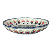 A picture of a Polish Pottery 11.75" Shallow Salad Bowl (Coral Bells) | M173S-DPSD as shown at PolishPotteryOutlet.com/products/11-75-shallow-salad-bowl-coral-bells-m173s-dpsd