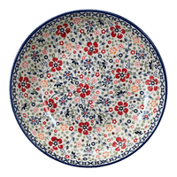 A picture of a Polish Pottery 11.75" Shallow Salad Bowl (Full Bloom) | M173S-EO34 as shown at PolishPotteryOutlet.com/products/11-75-bowl-full-bloom-m173s-eo34