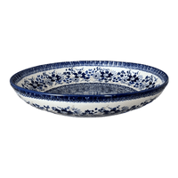 A picture of a Polish Pottery 11.75" Shallow Salad Bowl (Blue Life) | M173S-EO39 as shown at PolishPotteryOutlet.com/products/11-75-shallow-salad-bowl-blue-life-m173s-eo39