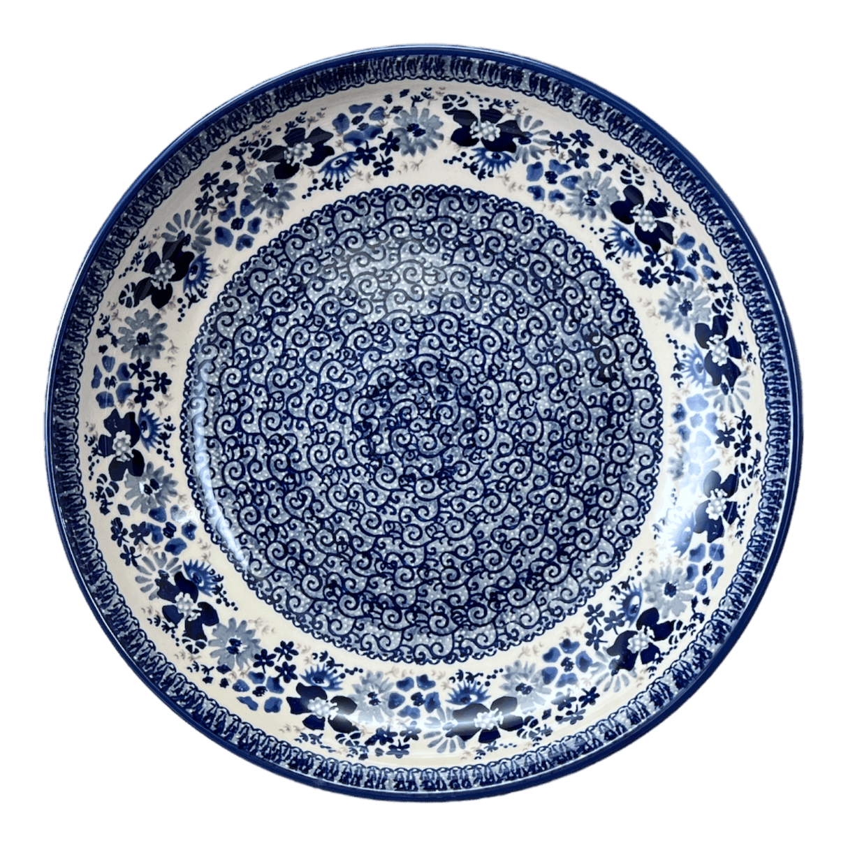 Bowl, Round, Shallow, Salad, 11.75" in "Blue Life" by Manufaktura | M173S-EO39