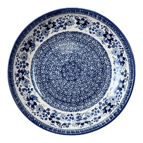 Polish Pottery 11.75" Shallow Salad Bowl (Blue Life) | M173S-EO39 Additional Image at PolishPotteryOutlet.com