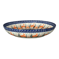 A picture of a Polish Pottery 11.75" Shallow Salad Bowl (Sun-Kissed Garden) | M173S-GM15 as shown at PolishPotteryOutlet.com/products/11-75-shallow-salad-bowl-sun-kissed-garden-m173s-gm15