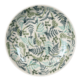 Polish Pottery 11.75" Shallow Salad Bowl (Scattered Ferns) | M173S-GZ39 Additional Image at PolishPotteryOutlet.com