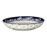 A picture of a Polish Pottery 11.75" Shallow Salad Bowl (Winter's Eve) | M173S-IBZ as shown at PolishPotteryOutlet.com/products/11-75-shallow-salad-bowl-winters-eve-m173s-ibz