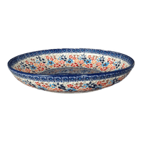 A picture of a Polish Pottery 11.75" Shallow Salad Bowl (Festive Flowers) | M173S-IZ16 as shown at PolishPotteryOutlet.com/products/11-75-bowl-festive-flowers-m173s-iz16