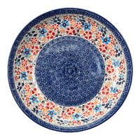A picture of a Polish Pottery 11.75" Shallow Salad Bowl (Festive Flowers) | M173S-IZ16 as shown at PolishPotteryOutlet.com/products/11-75-bowl-festive-flowers-m173s-iz16