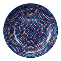 A picture of a Polish Pottery 11.75" Shallow Salad Bowl (Neon Lights) | M173S-IZ20 as shown at PolishPotteryOutlet.com/products/11-75-shallow-salad-bowl-neon-lights-m173s-iz20