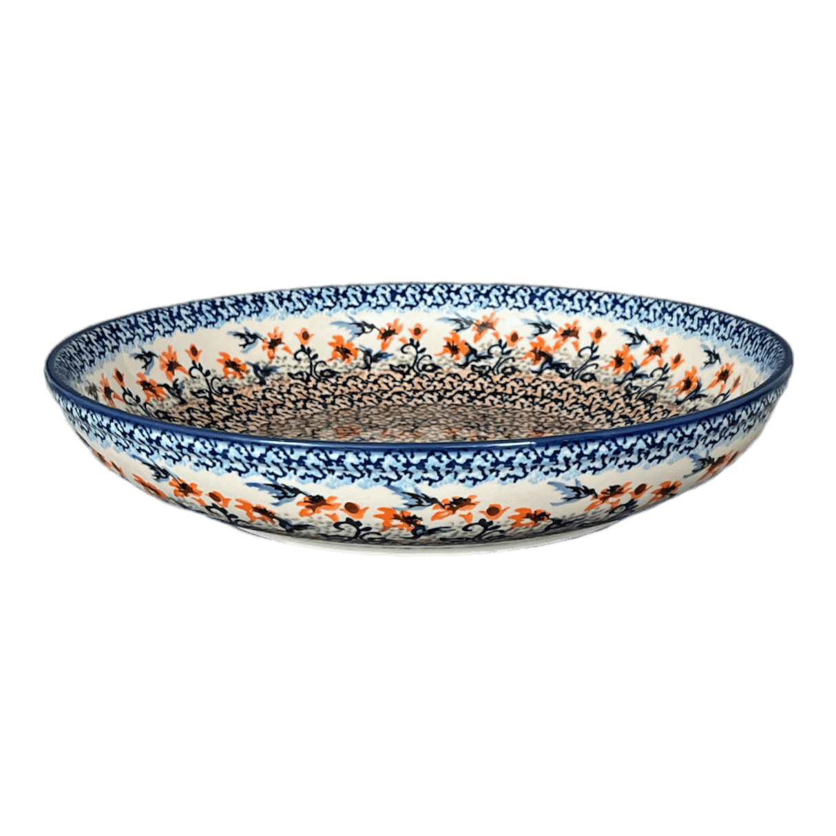 Bowl, Round, Shallow, Salad, 11.75" in "Hummingbird Harvest" by Manufaktura | M173S-JZ35