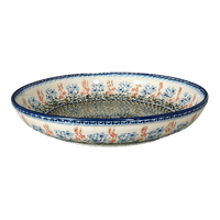 A picture of a Polish Pottery 11.75" Shallow Salad Bowl (Pastel Garden) | M173S-JZ38 as shown at PolishPotteryOutlet.com/products/11-75-bowl-pastel-garden-m173s-jz38