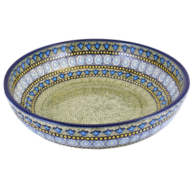 Polish Pottery 11.75" Shallow Salad Bowl (Blue Bells) | M173S-KLDN Additional Image at PolishPotteryOutlet.com
