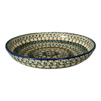 A picture of a Polish Pottery 11.75" Shallow Salad Bowl (Perennial Garden) | M173S-LM as shown at PolishPotteryOutlet.com/products/11-75-shallow-salad-bowl-perennial-garden-m173s-lm