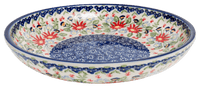 A picture of a Polish Pottery 11.75" Shallow Salad Bowl (Floral Fantasy) | M173S-P260 as shown at PolishPotteryOutlet.com/products/11-75-shallow-salad-bowl-floral-fantasy-m173s-p260