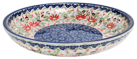 Polish Pottery 11.75" Shallow Salad Bowl (Floral Fantasy) | M173S-P260 Additional Image at PolishPotteryOutlet.com