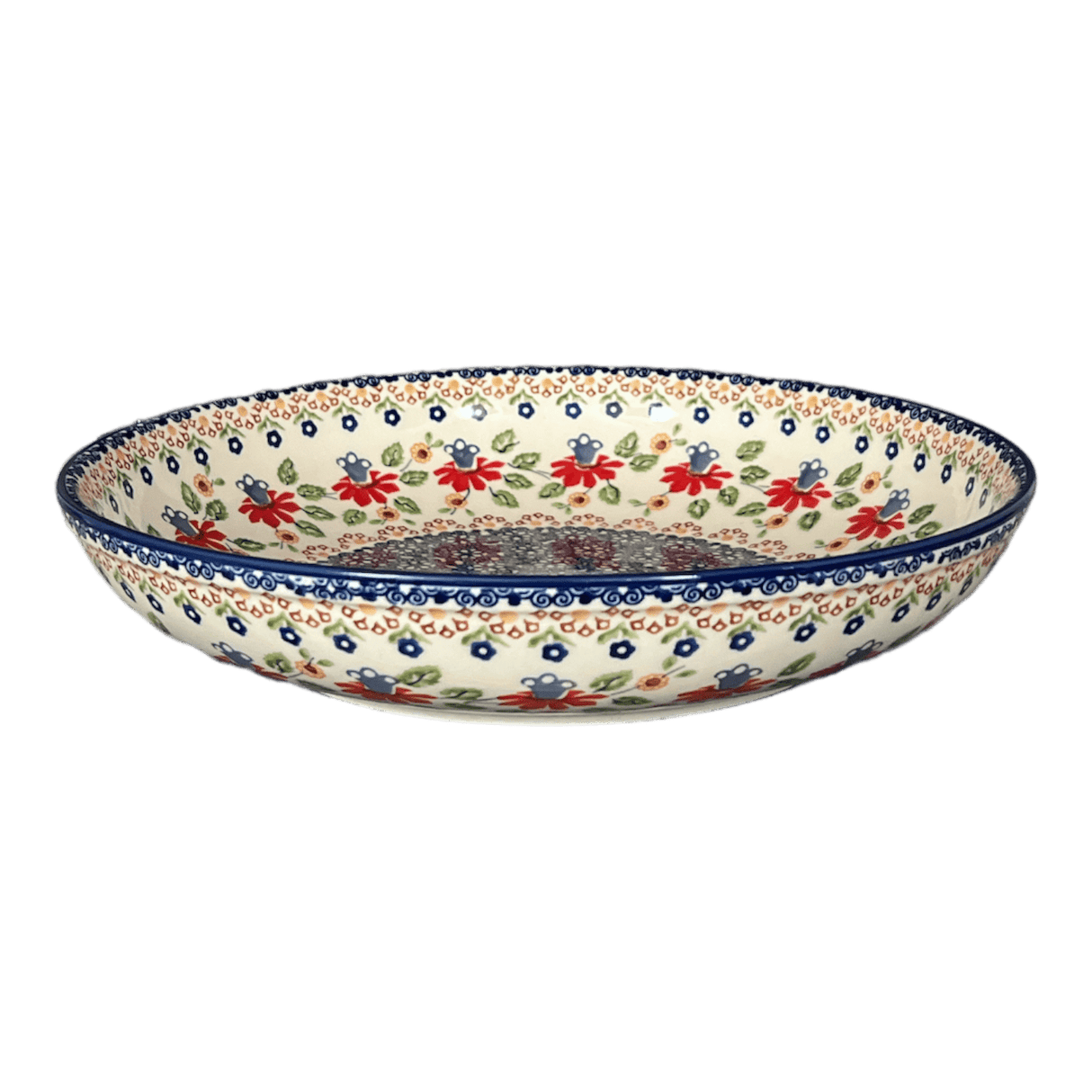 Bowl, Round, Shallow, Salad, 11.75" in "Mediterranean Blossoms" by Manufaktura | M173S-P274