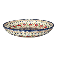 A picture of a Polish Pottery 11.75" Shallow Salad Bowl (Mediterranean Blossoms) | M173S-P274 as shown at PolishPotteryOutlet.com/products/11-75-shallow-salad-bowl-mediterranean-blossoms-m173s-p274