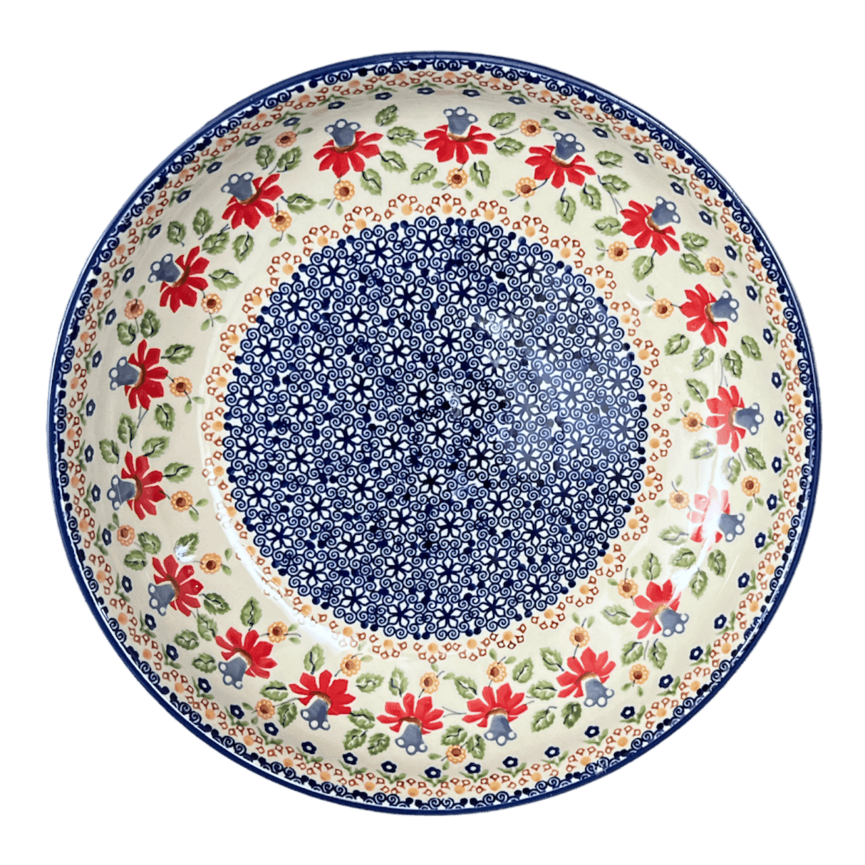 Bowl, Round, Shallow, Salad, 11.75" in "Mediterranean Blossoms" by Manufaktura | M173S-P274