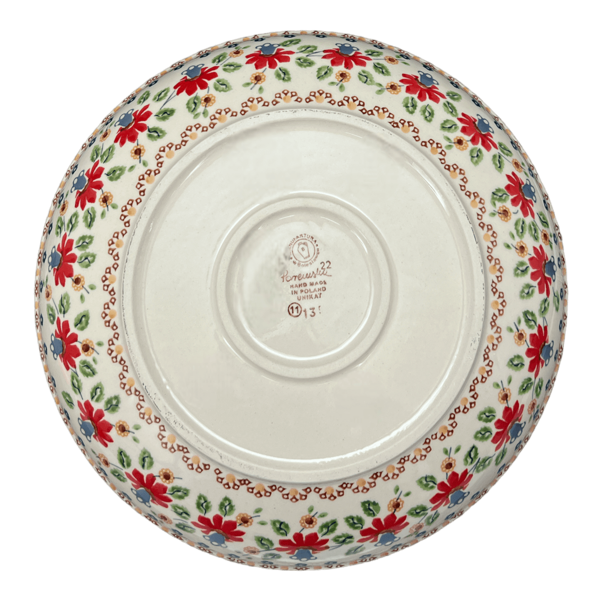 Bowl, Round, Shallow, Salad, 11.75" in "Mediterranean Blossoms" by Manufaktura | M173S-P274