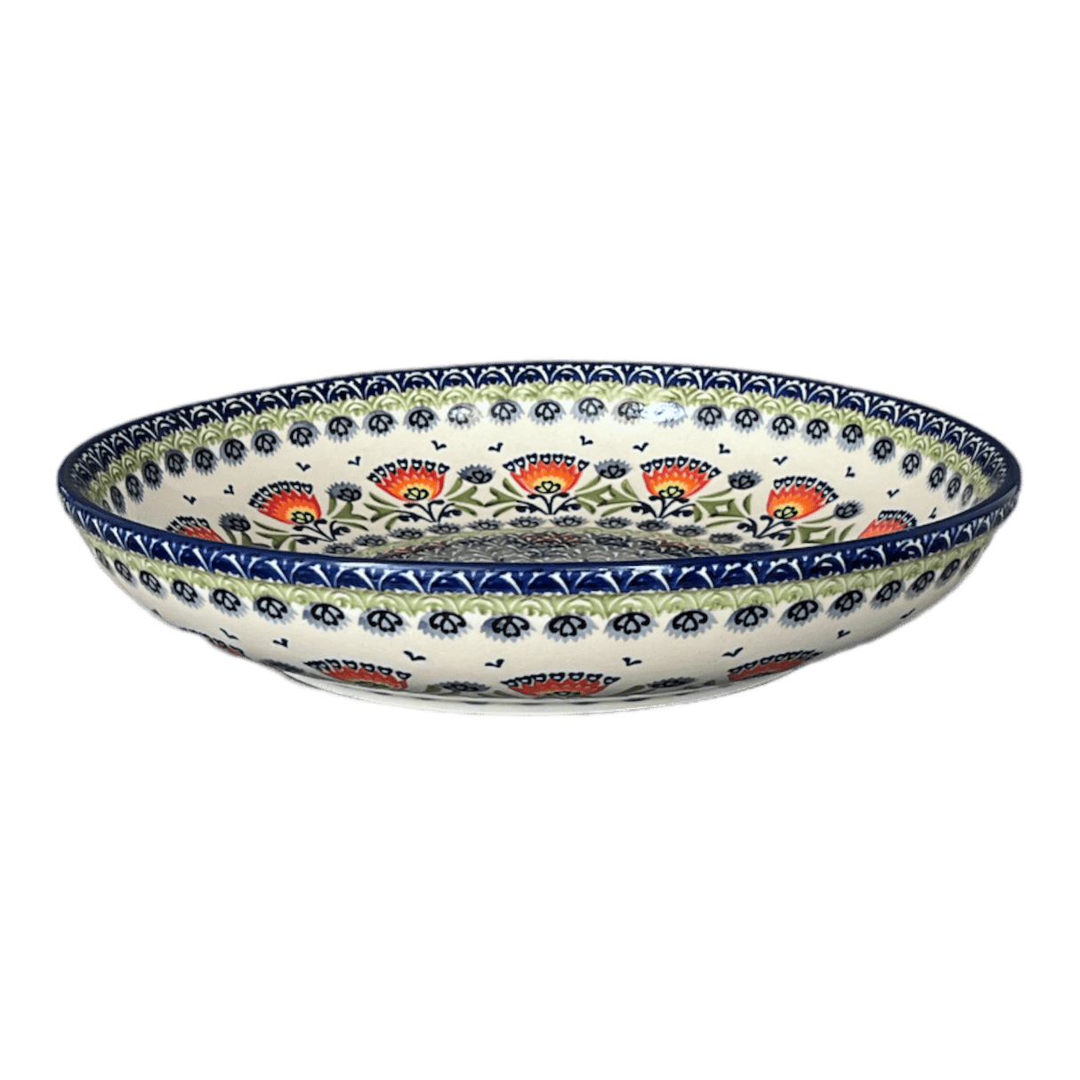 Bowl, Round, Shallow, Salad, 11.75" in "Floral Fans" by Manufaktura | M173S-P314