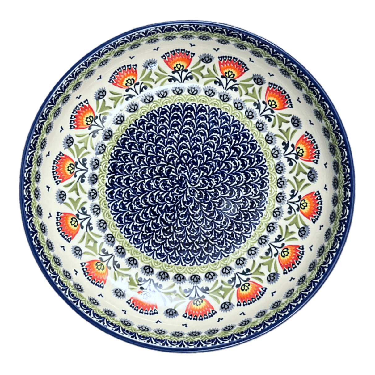 Bowl, Round, Shallow, Salad, 11.75" in "Floral Fans" by Manufaktura | M173S-P314