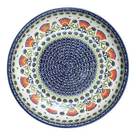 Polish Pottery 11.75" Shallow Salad Bowl (Floral Fans) | M173S-P314 Additional Image at PolishPotteryOutlet.com