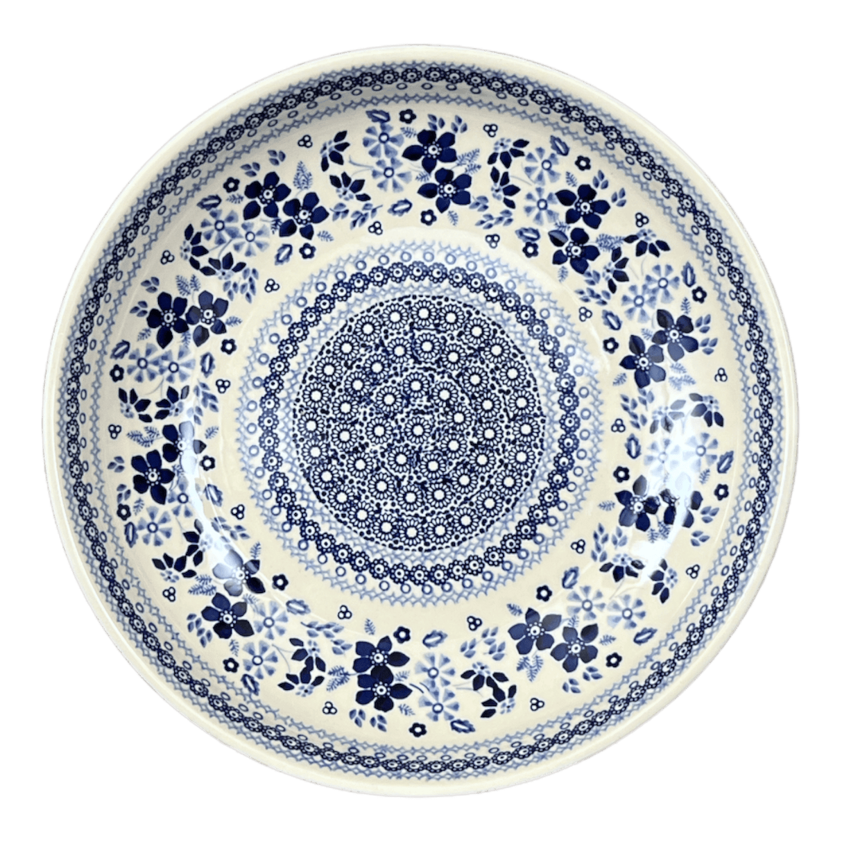 Bowl, Round, Shallow, Salad, 11.75" in "Duet in Blue" by Manufaktura | M173S-SB01