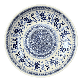 Polish Pottery 11.75" Shallow Salad Bowl (Duet in Blue) | M173S-SB01 Additional Image at PolishPotteryOutlet.com
