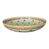 A picture of a Polish Pottery 11.75" Shallow Salad Bowl (Capistrano) | M173S-WK59 as shown at PolishPotteryOutlet.com/products/11-75-shallow-salad-bowl-capistrano-m173s-wk59