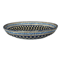 A picture of a Polish Pottery 11.75" Shallow Salad Bowl (Floral Formation) | M173S-WKK as shown at PolishPotteryOutlet.com/products/11-75-shallow-salad-bowl-floral-formation-m173s-wkk