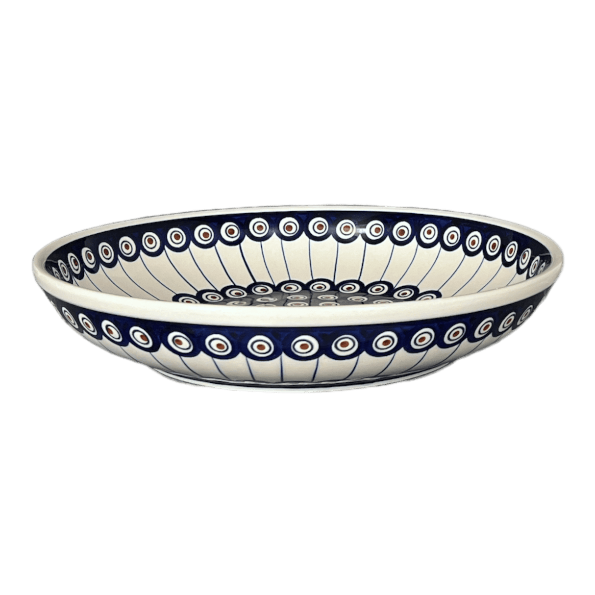 Bowl, Round, Shallow, Salad, 11.75" in "Peacock in Line" by Manufaktura | M173T-54A