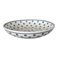 A picture of a Polish Pottery 11.75" Shallow Salad Bowl (Petite Floral) | M173T-64 as shown at PolishPotteryOutlet.com/products/11-75-shallow-salad-bowl-petite-floral-m173t-64