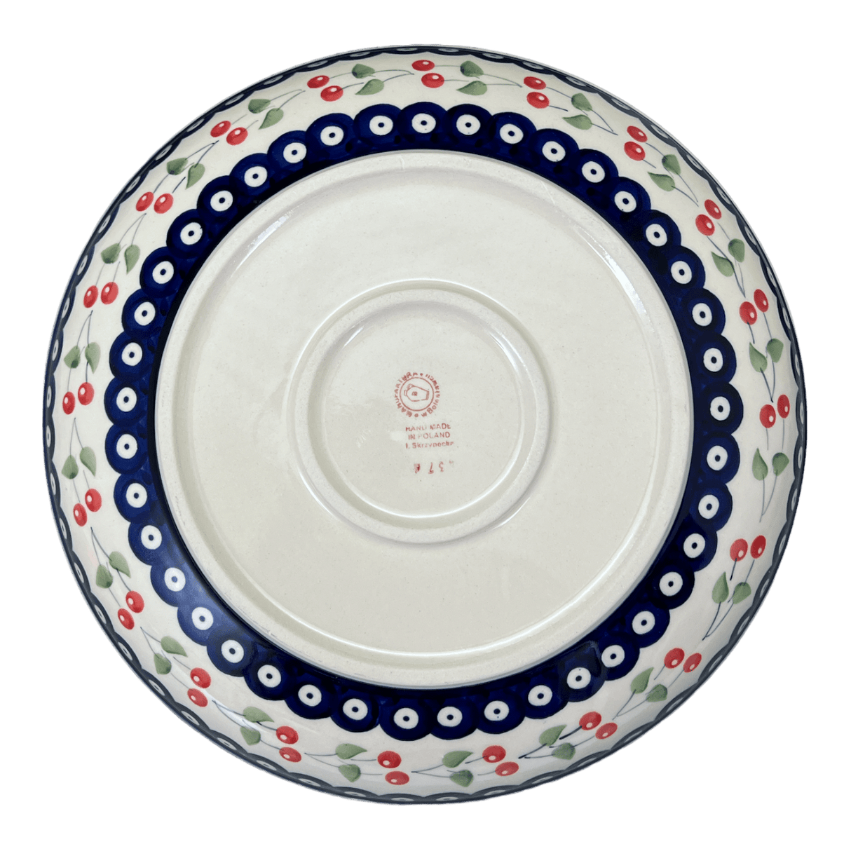 Bowl, Round, Shallow, Salad, 11.75" in "Cherry Dot" by Manufaktura | M173T-70WI