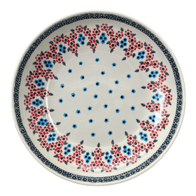 Polish Pottery 11.75" Shallow Salad Bowl (Floral Symmetry) | M173T-DH18 Additional Image at PolishPotteryOutlet.com