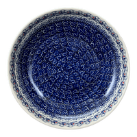 A picture of a Polish Pottery 11.75" Shallow Salad Bowl (Smooth Sailing) | M173T-DPMA as shown at PolishPotteryOutlet.com/products/11-75-shallow-salad-bowl-smooth-sailing-m173t-dpma
