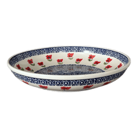 A picture of a Polish Pottery 11.75" Shallow Salad Bowl (Poppy Garden) | M173T-EJ01 as shown at PolishPotteryOutlet.com/products/11-75-shallow-salad-bowl-poppy-garden-m173t-ej01
