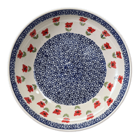 A picture of a Polish Pottery 11.75" Shallow Salad Bowl (Poppy Garden) | M173T-EJ01 as shown at PolishPotteryOutlet.com/products/11-75-shallow-salad-bowl-poppy-garden-m173t-ej01