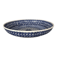 A picture of a Polish Pottery 11.75" Shallow Salad Bowl (Tulip Blues) | M173T-GP16 as shown at PolishPotteryOutlet.com/products/11-75-shallow-salad-bowl-tulip-blues-m173t-gp16