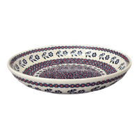 A picture of a Polish Pottery 11.75" Shallow Salad Bowl (Swedish Flower) | M173T-KLK as shown at PolishPotteryOutlet.com/products/11-75-shallow-salad-bowl-swedish-flower-m173t-klk