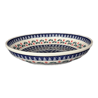 A picture of a Polish Pottery 11.75" Shallow Salad Bowl (Holiday Cheer) | M173T-NOS2 as shown at PolishPotteryOutlet.com/products/11-75-shallow-salad-bowl-holiday-cheer-m173t-nos2