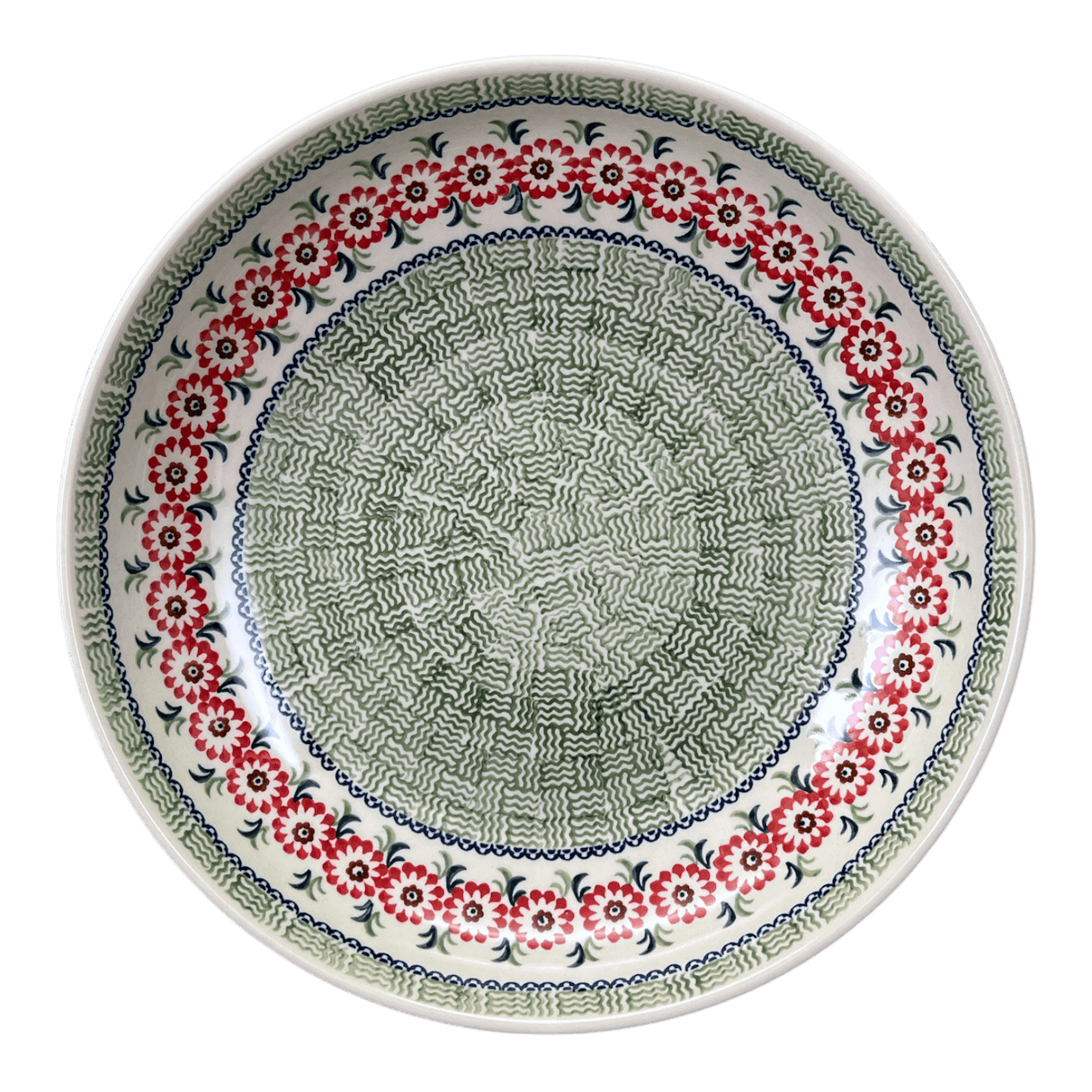 Bowl, Round, Shallow, Salad, 11.75" in "Woven Reds" by Manufaktura | M173T-P181
